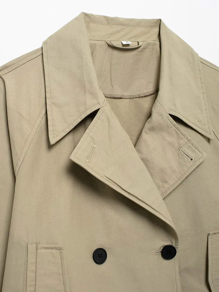 TRAF-Veste à Double Boutonnage pour Femme, Manteau Chic et Élégant, Couleur Unie, Manches Courtes et sulf, Collection Automne 2024