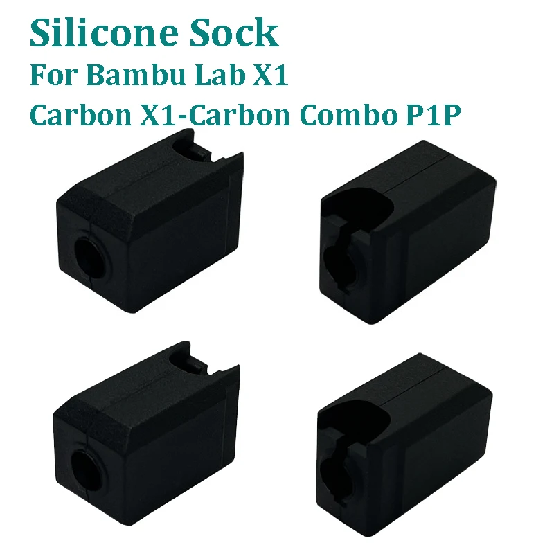 

2/4pcs Heated Block Silicone Sock For Bambu Lab X1 Carbon X1-Carbon Combo P1P Heating Block Silicone Sleeve Warm Keeping Cover