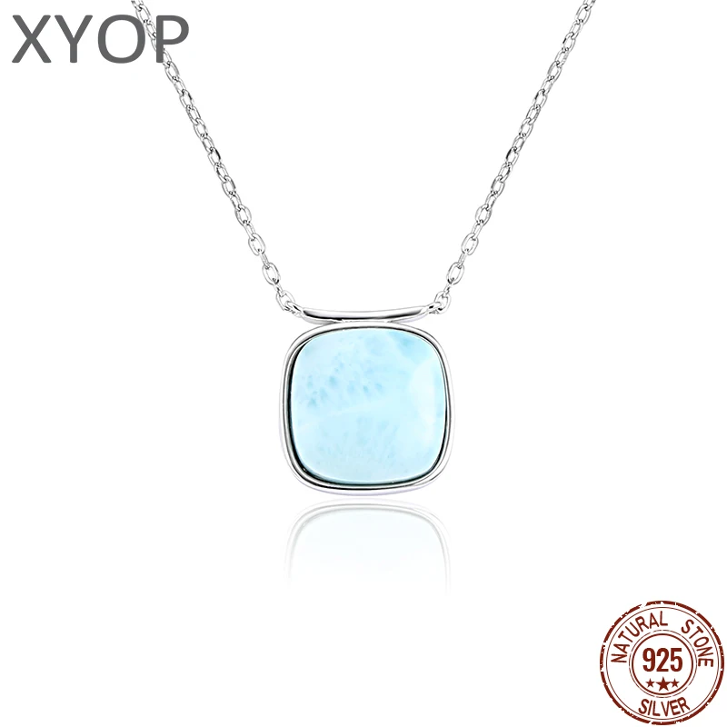 

XYOP 2025, ожерелье с кубиком Ларимара, стерлинговое серебро 925 пробы, модные украшения для женщин, простой элегантный дизайн, символ вечного успеха