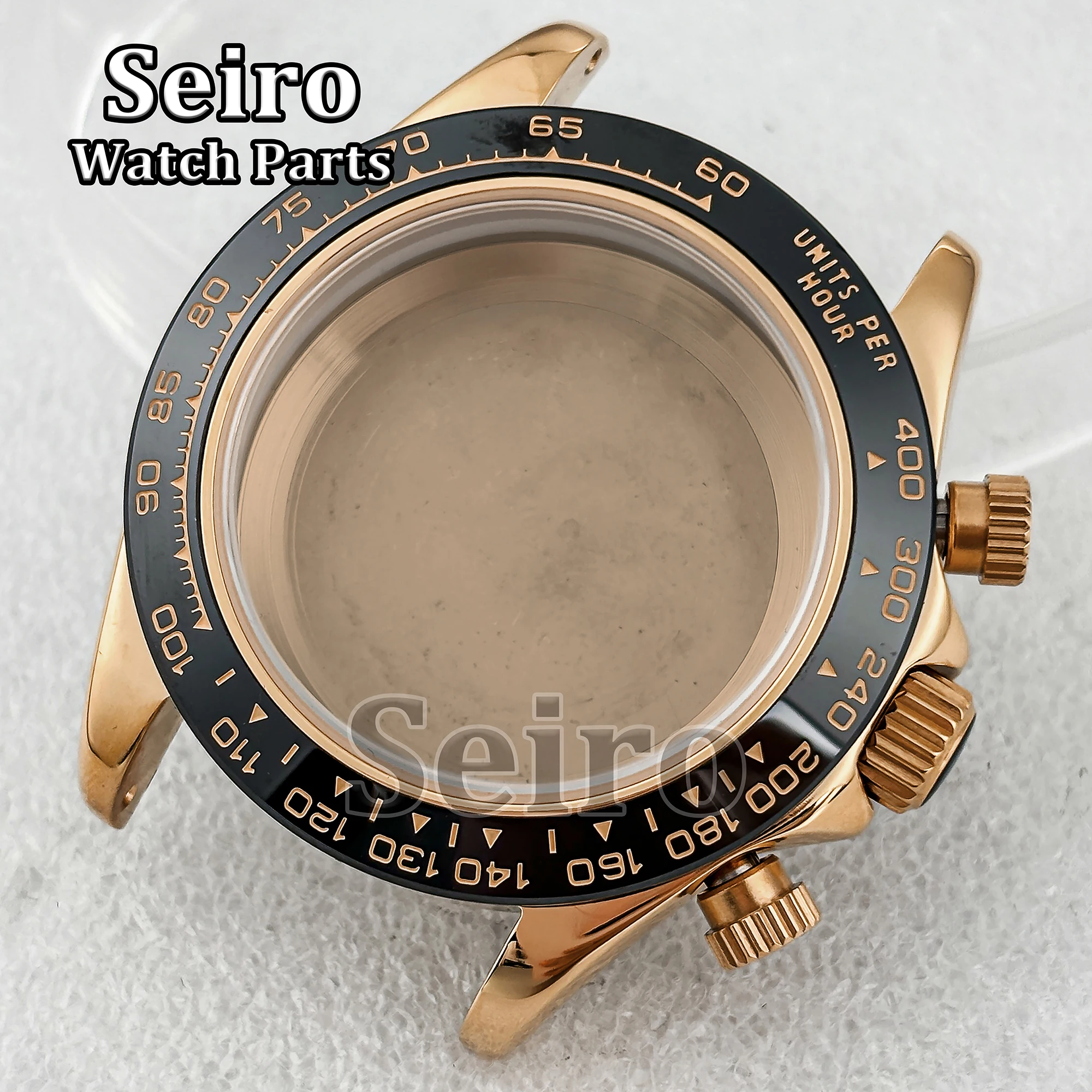 

39MM Watch Case Sapphire Glass Stainless Steel PVD Gold Rose Gold Watchcase for 29.5MM Dial Daytona VK63 Movement Replacements