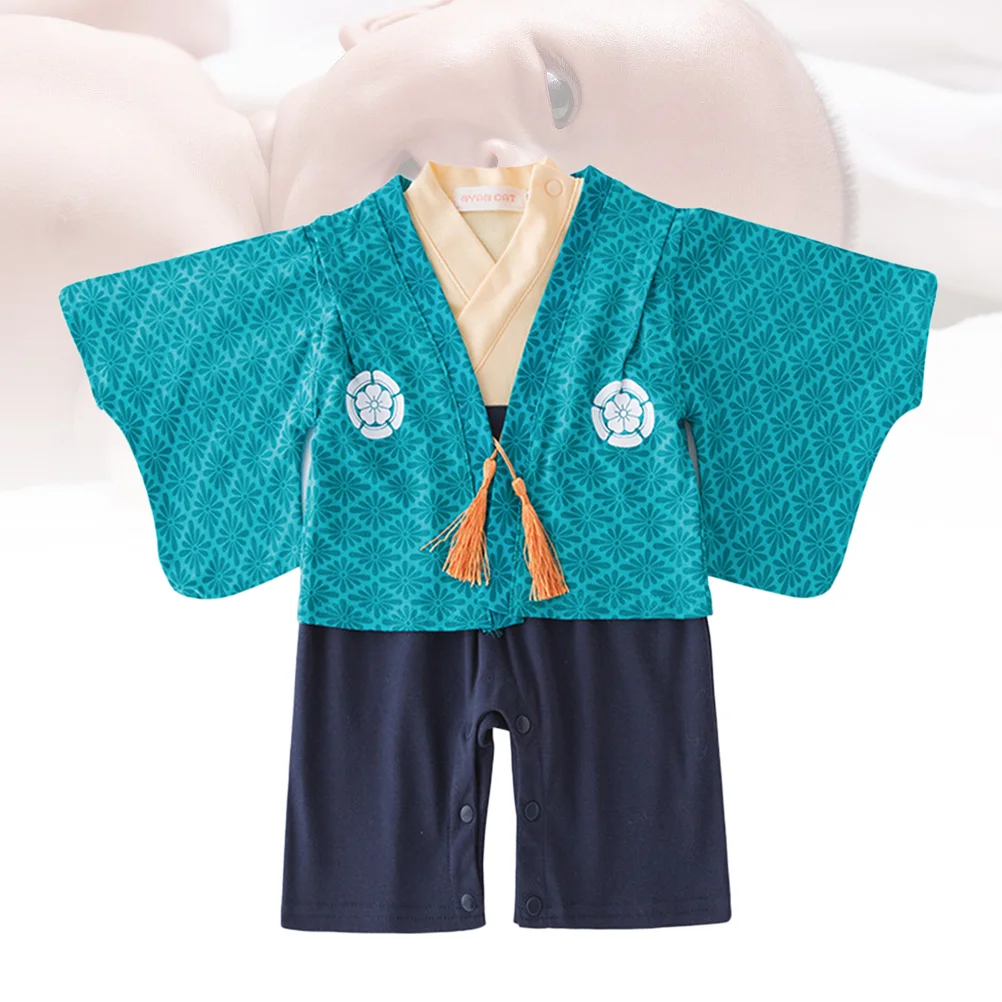 Japanese Kimono Baby Jumpsuit Long Sleeve Baby Outfit Romper Costume Toddler Clothes with Suitable for the Boys 3 to 6