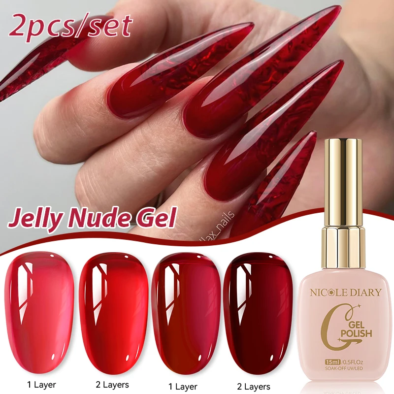 

NICOLE DIARY 2 шт./компл. 15 мл гель-лак для ногтей красный телесный полуперманентный рождественский дизайн ногтей Vernish ManicureSoak Off УФ-гель для ногтей