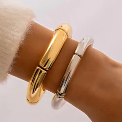 DIEZI One Pair Trendy Gold Silver Color CCB Bangles Women Men Exaggerated Punk Geometric Plastic Bangle Bracelet Party Jewelry