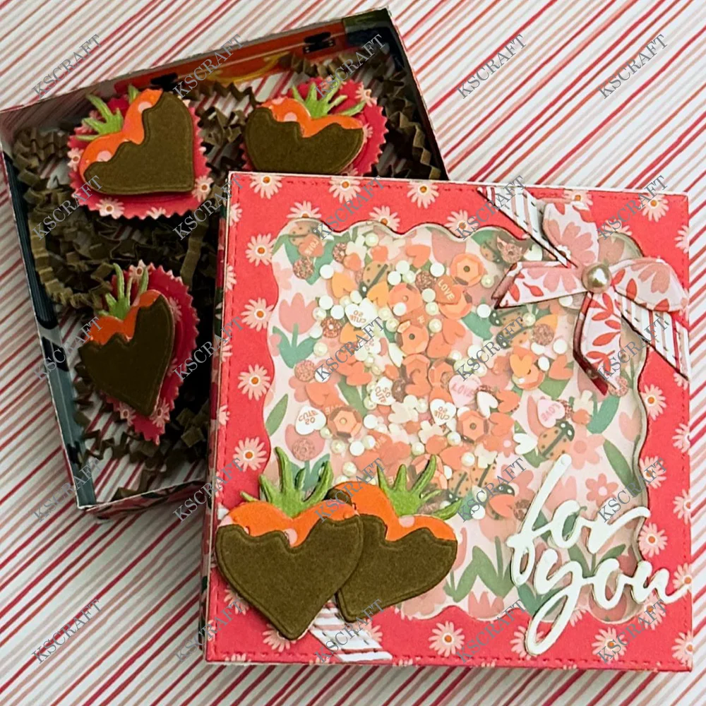 KSCRAFT Strawberry Dessert Box Cutting Dies Stencils for DIY Scrapbooking Decorative Embossing DIY Paper Cards
