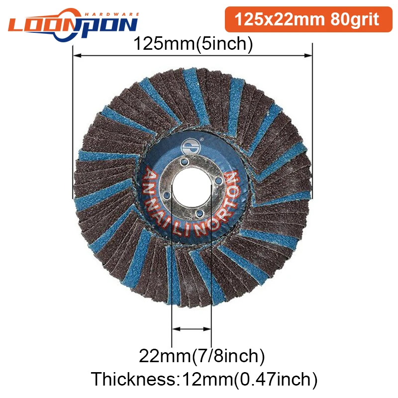 Loonpon 100/115/125mm Abrasive Flap Disc Sanding Flap Wheel Grinding Discs for Angle Grinder Metal Polishing Rust Removal