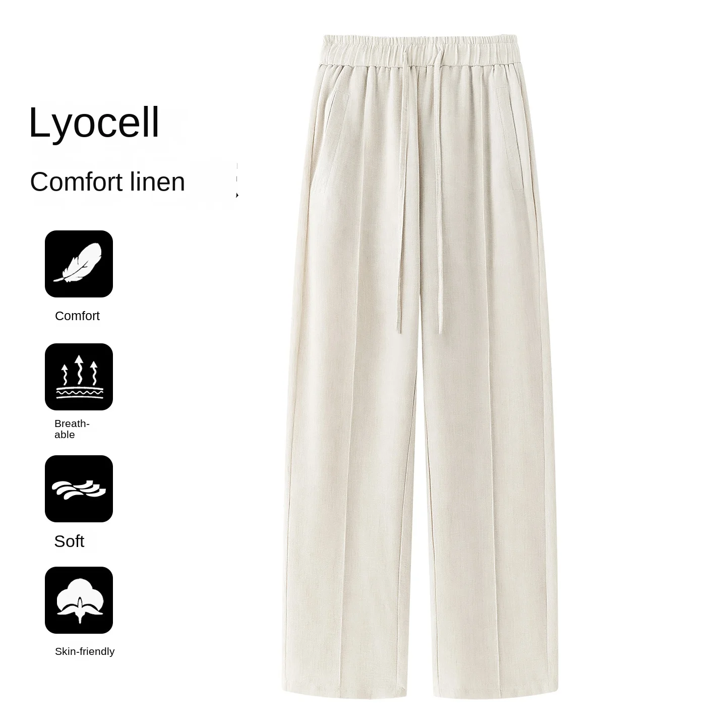 Mens Casual Pants Summer Linen Lyocell Relaxed Straight Leg Old Money Breathable Versatile Lightweight Comfortable Classic