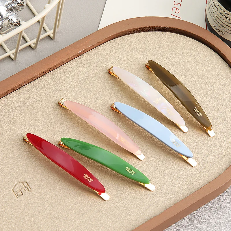 Korean new women Little Willow Leaf Hair Clip French Simple and Elegant Style Side Clip Bang Hairpin One Line Hair Clip