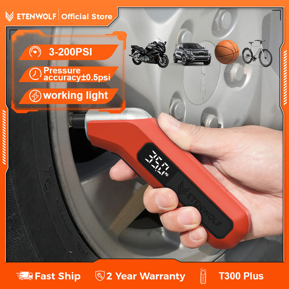 ETENWOLF T300 Plus Car Tire Pressure Gauge High-precision Bright LED Display Barometers for Car Truck Motorcycle Repair Tool