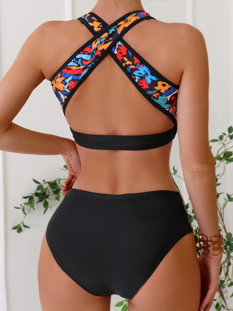 Bikinis con falda para mujer, traje de baño acolchado con tirantes cruzados en la espalda, ropa de playa, 3 piezas, 2024