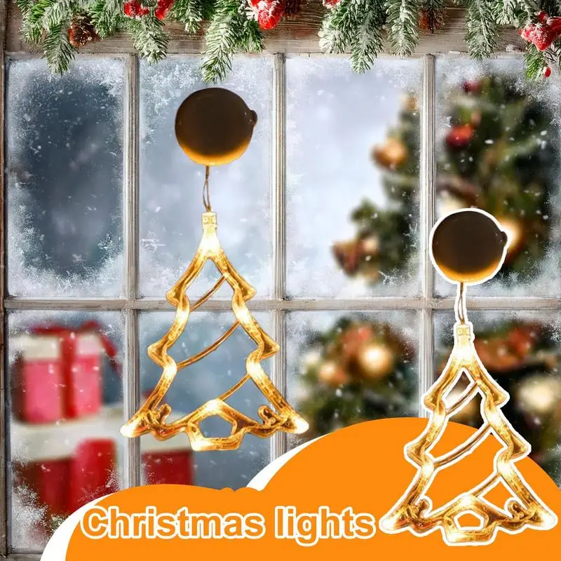 Ilumine a decoração da janela de natal luzes led natal com ventosa de poupança de energia janela interior luzes de natal