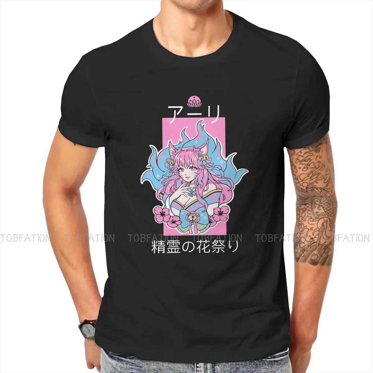 AHRI Spirit Blossom League of Legends LOL juego camiseta Vintage alternativa cuello redondo Camiseta Harajuku ropa de hombre