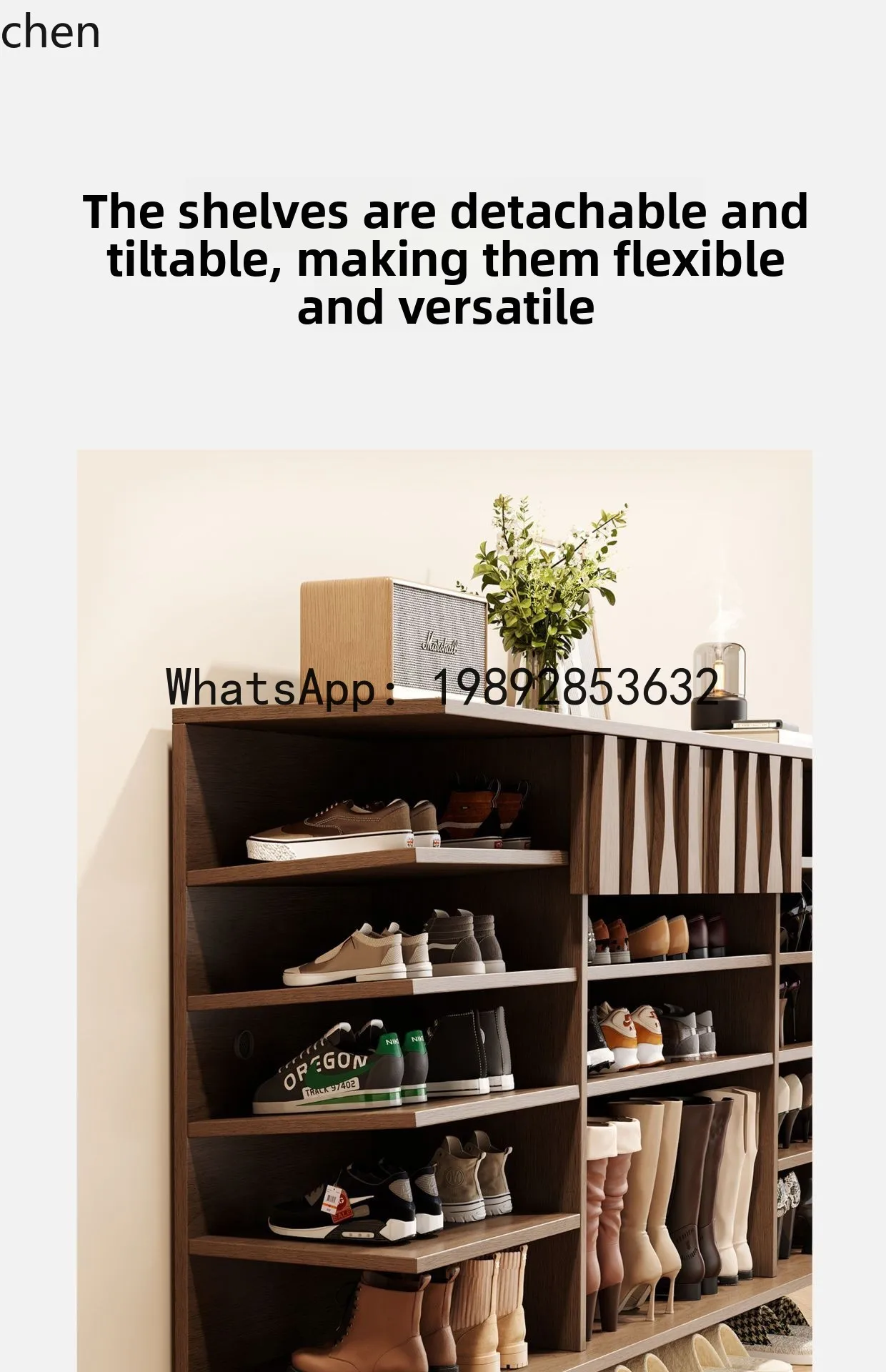 BF  Shoe Cabinet Home Solid Wood Entrance Wall-Mounted Storage Cabinet Integrated Shoe Rack