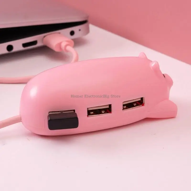 Cartoon Pig USB Hub 3 Port 2.0 USB -Splitter -Expander für Laptop -PC -Flash -Laufwerk