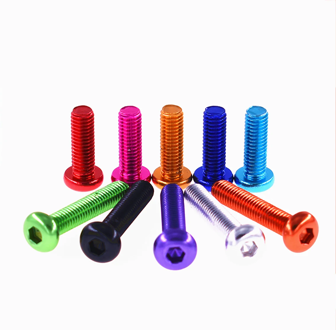 

2pcs Colourful Hex Socket Head Screw M5*6/8/10/12/14/16/18/20/25/30mm 7075 Aluminum Alloy Button Round Head Allen Bolts