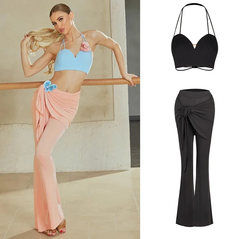 

ZYM New Women'S Ballroom Dance Clothes Sexy Latin Top Modern Dance Pants Adults Latin Dance Costumes Training Wear SL13038