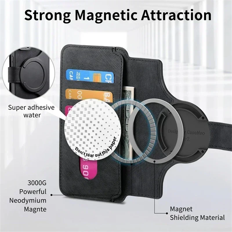 Kartenetui Magnetisch 2-in-1 Abnehmbare Klapphülle mit Kartenfächern aus Leder für Magsafe iPhone 18 17 16 15 14 13 12 Pro Max Plus 17Air 16E – Detail 7