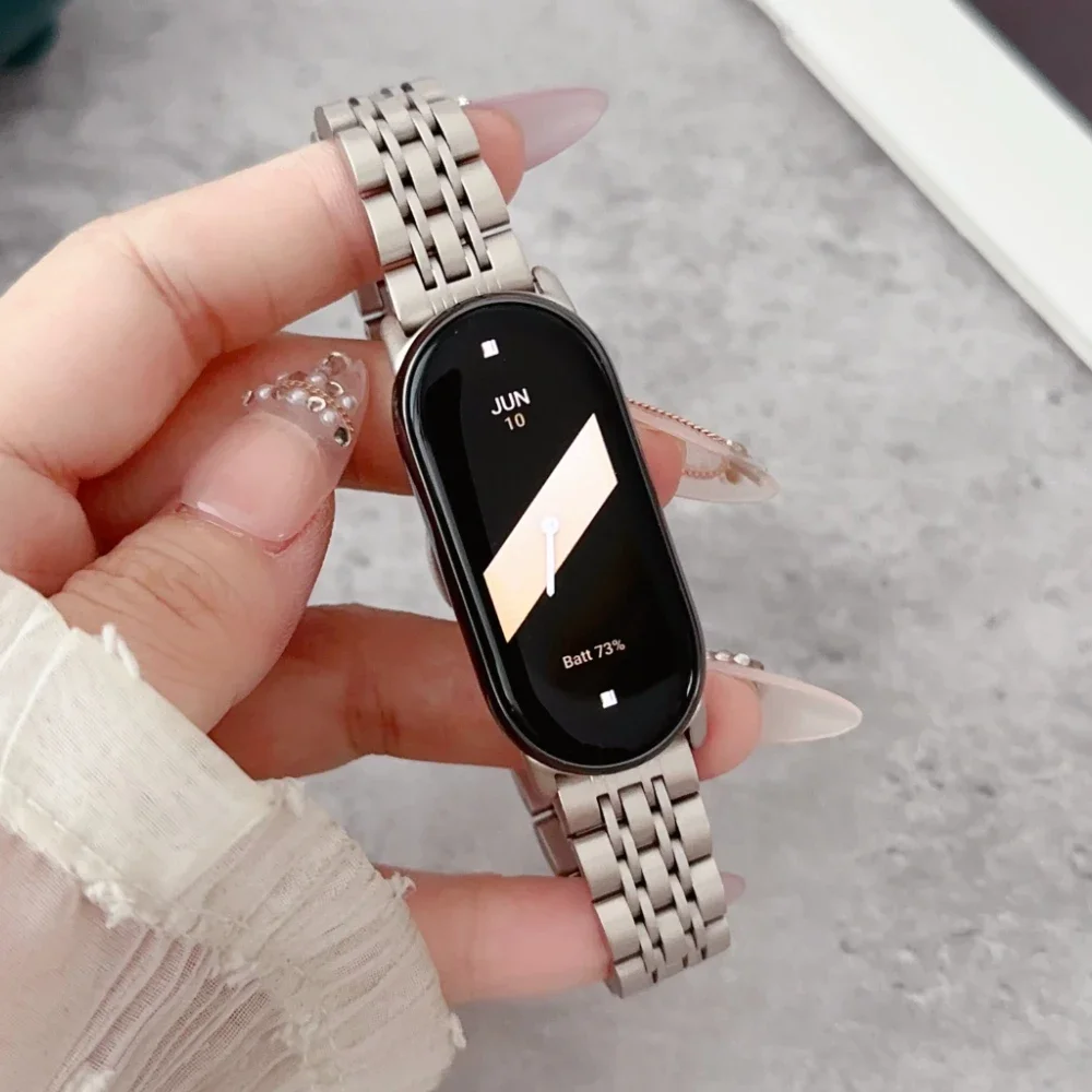 Ремешок для Mi Band 8, металлические браслеты для Xiaomi Mi Smart Band 9, часы Miband 8, сменные аксессуары из нержавеющей стали