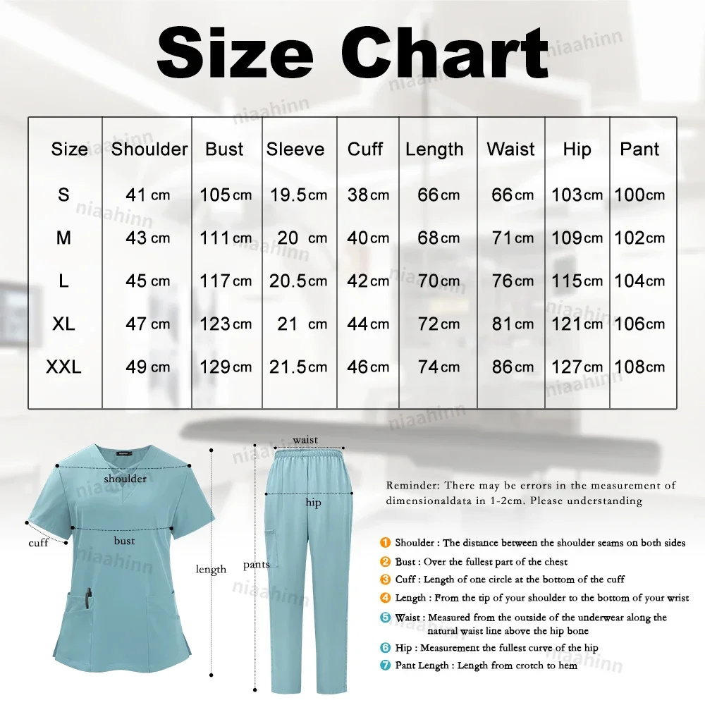 Niaahinn Wholesale Scrubs Top Uniform Sets Nurse Doctor Clinical Nursing Work Clothes Surgical Uniforms Woman Nurses Accessories