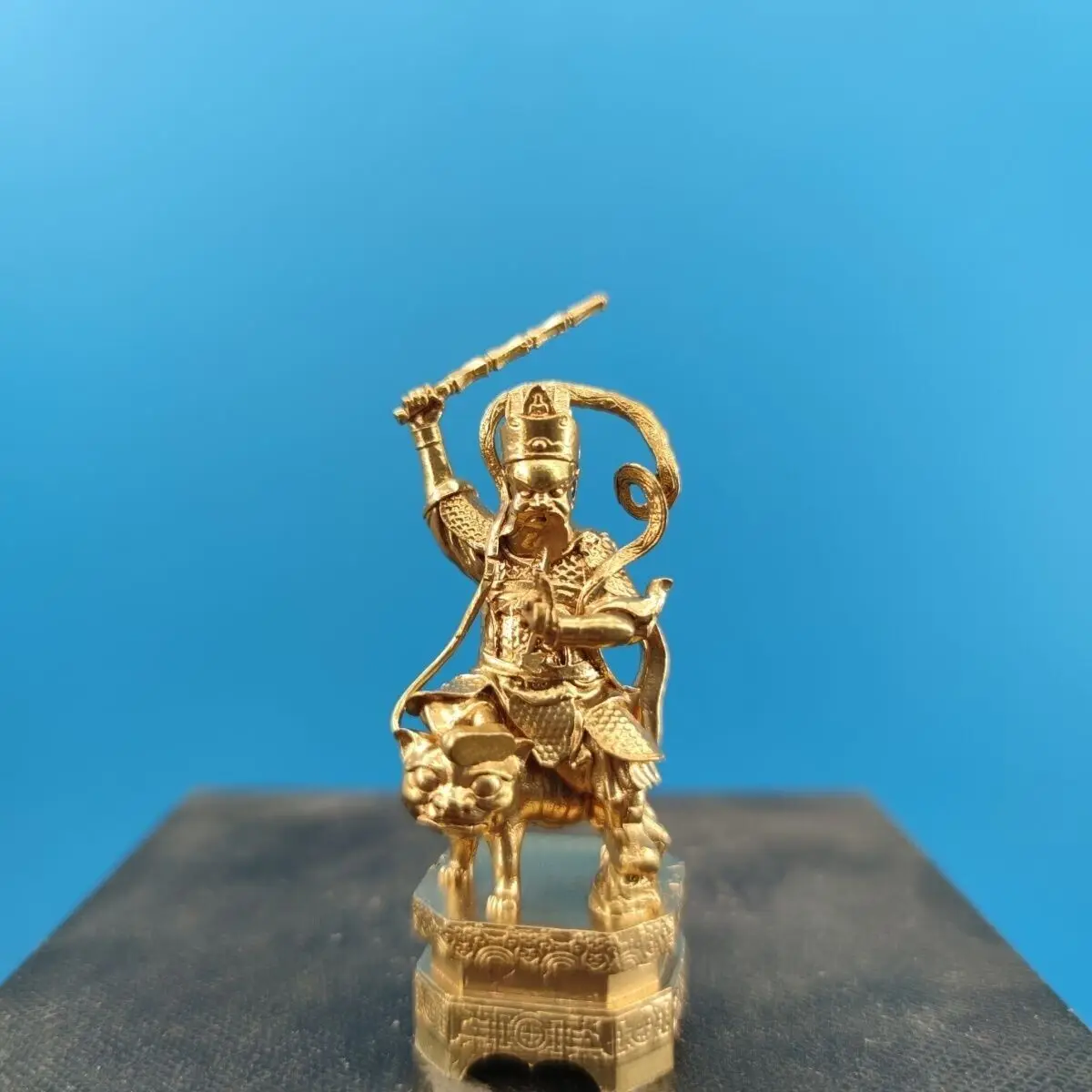 

2.5" Solid Brass Zhao Gong Ming Wu God of Wealth Bodhisattva Worship Ornament