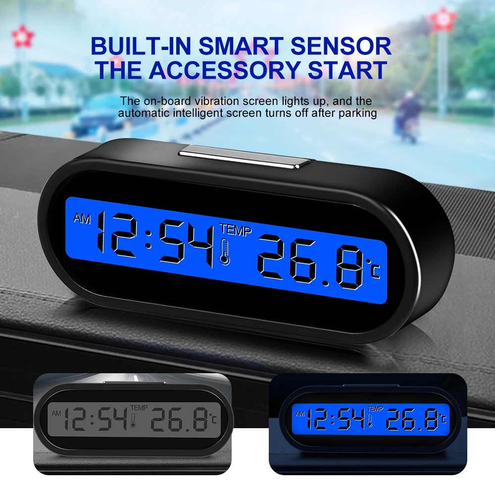 Car Clock Digital Thermometer Time Watch 2 In 1 Auto Clocks Luminous LCD Backlight Digital Display Car Styling Accessories - Image 2
