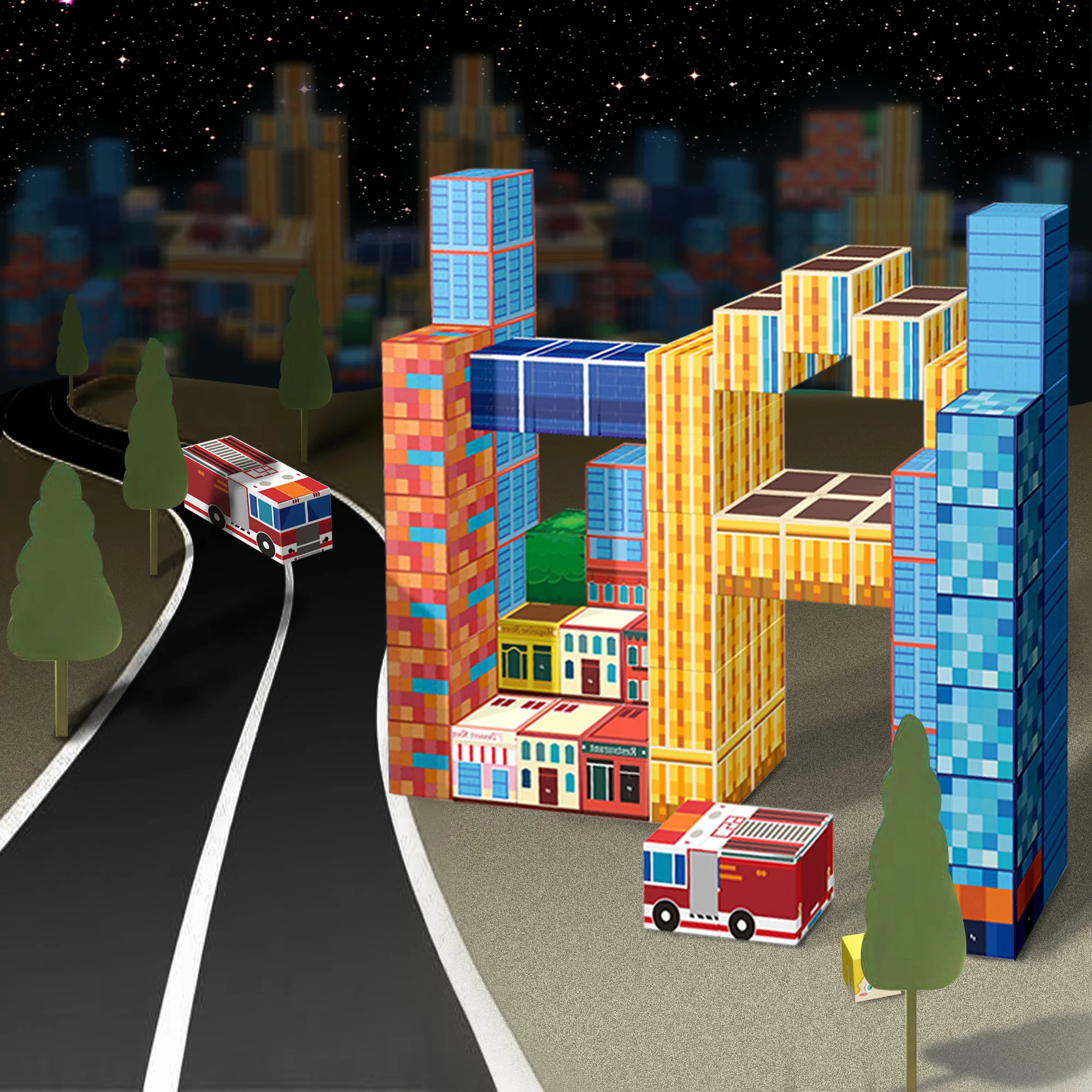 مجموعة مكعبات بناء مغناطيسية مكونة من 112 قطعة، بلاط مغناطيسي ثلاثي الأبعاد لألعاب جذعية للأطفال، مجموعة بناء القلعة/البرج، التعلم التعليمي