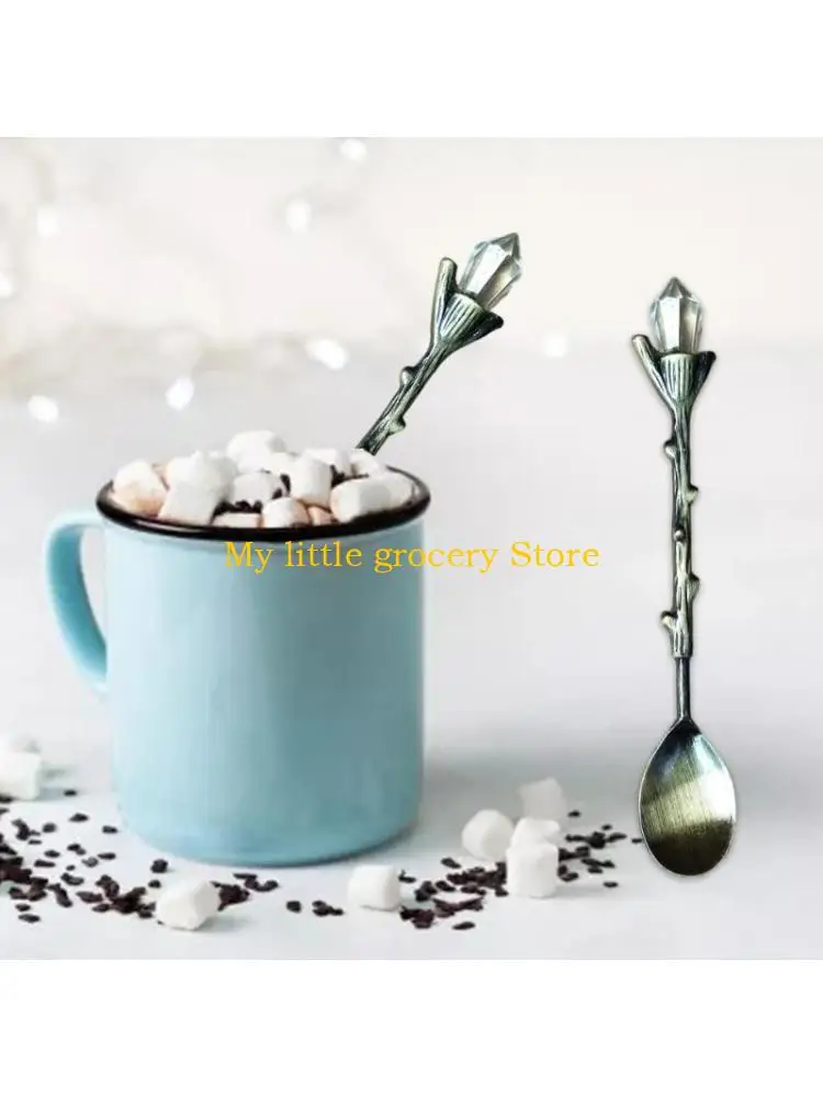 D5BD Coffee Spoons Tableware Set Fruit Fork Decoration Dessert Spoons 3 Colors Choose