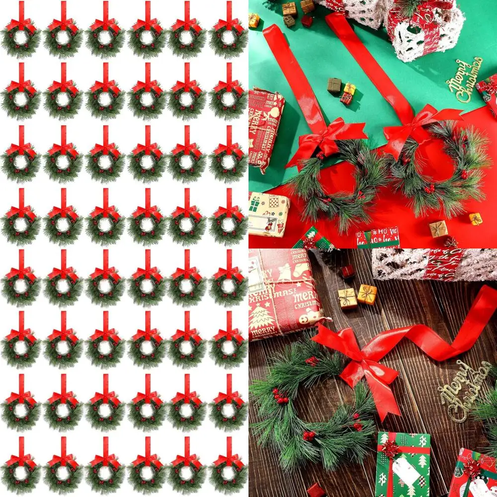 

Набор из 24 6-дюймовых рождественских венков с красной лентой для внутреннего и наружного праздничного декора