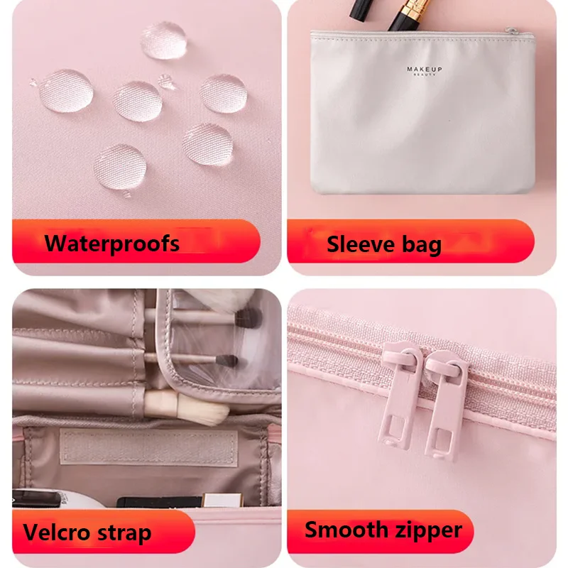 حقيبة تخزين مستحضرات التجميل للسفر المحمولة الجديدة للنساء بسعة كبيرة مقاومة للماء حقيبة مستحضرات تجميل للفتيات منظم حقيبة الغسيل النسائية