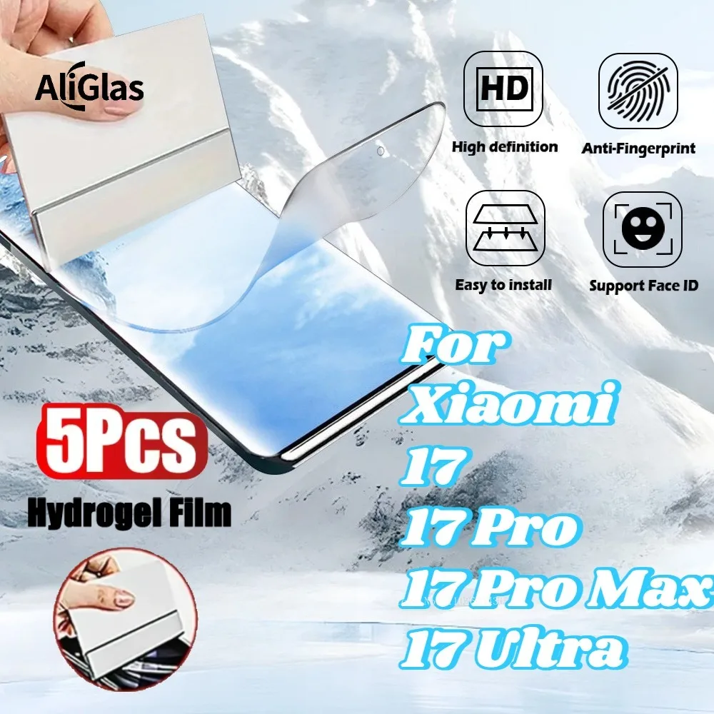 

5 шт. гидрогелевая пленка высокого разрешения для Xiaomi 17 Pro Max Series, глянцевая защитная пленка для экрана для Xioami 17 Ultra 17 Series