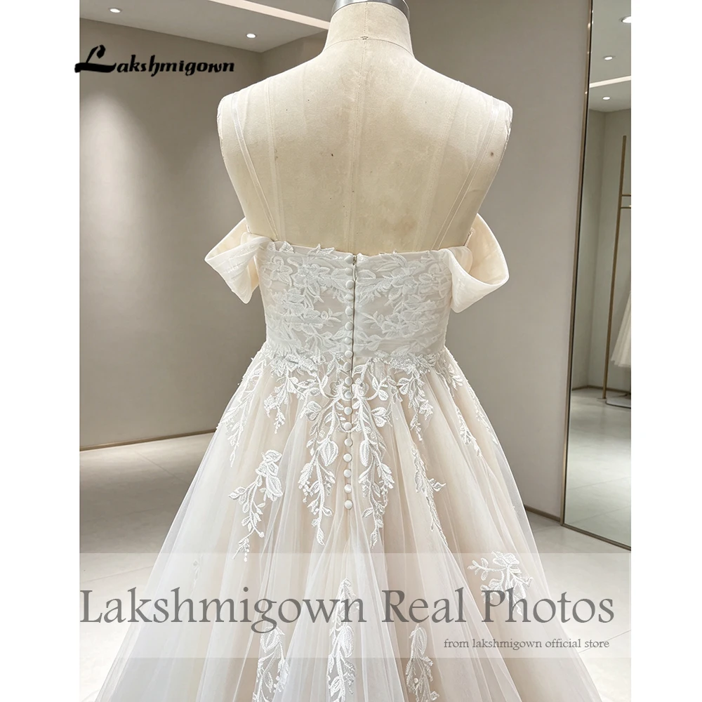 Lakshmigown Bridal Boho Champagner Hochzeitskleid 2027 Schulterfrei Damen Kirchenhochzeitskleid Sweetheart-Spitze Maßanfertigung – Detail 8