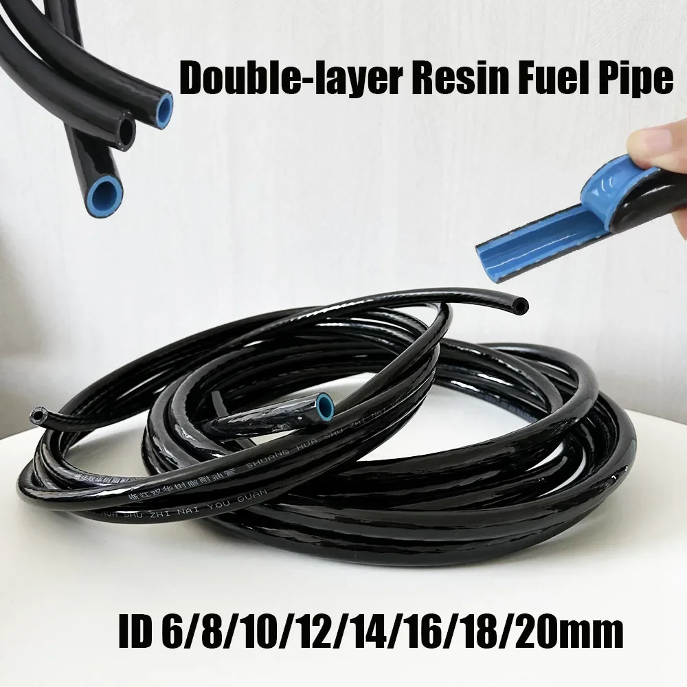 1Meter Black/Blue Core Double-layer Fuel Pipe TPU Resin Oil Pipeline Diesel Hose Motorcycle Explosion-Proof Fuel Hoses ID5~25mm