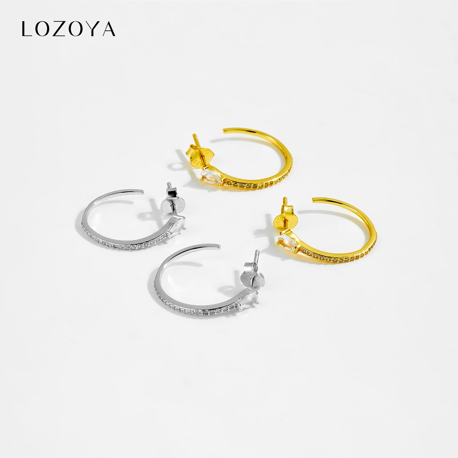 

Серьги-кольца LOZOYA из стерлингового серебра 925 пробы с цирконием в форме груши, модель 2026, классические, роскошные, модные, изысканные, подарочные украшения для женщин
