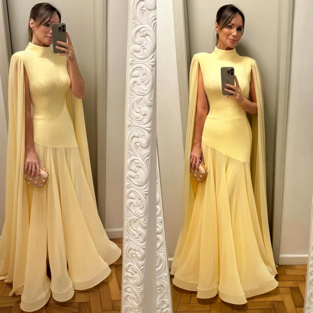 

Customized Classic High Neckline Sleeveless Evening Dress High Quality Chiffon Prom Dresses Temperament Bespoke Occasion Gowns
