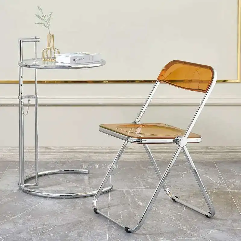 

стул Transparent Chair Ins Crystal Folding Chair Acrylic Dining Chair Photo Clothing Store Plastic Backrest Stool Home Furniture