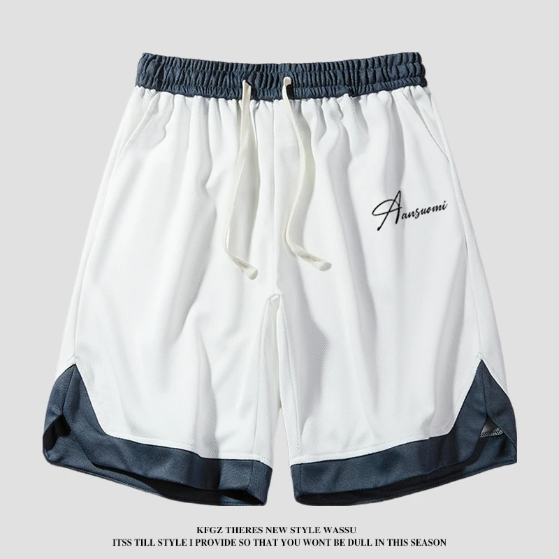 

White Casual Loose Basketball Shorts Men's 2026 New Summer Trendy American Heavy Size Five-Quarter Length Shorts
