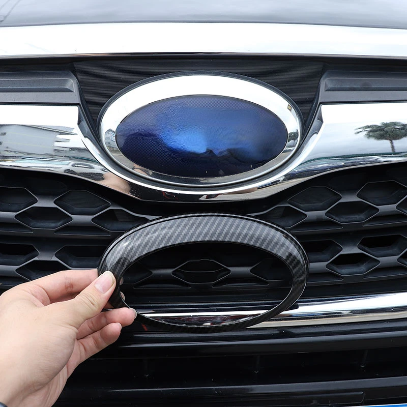 

For Subaru Forester 2013-2018 ABS Carbon Fiber Car Front and Rear Logo Decorative Ring Stickers Car Accessories