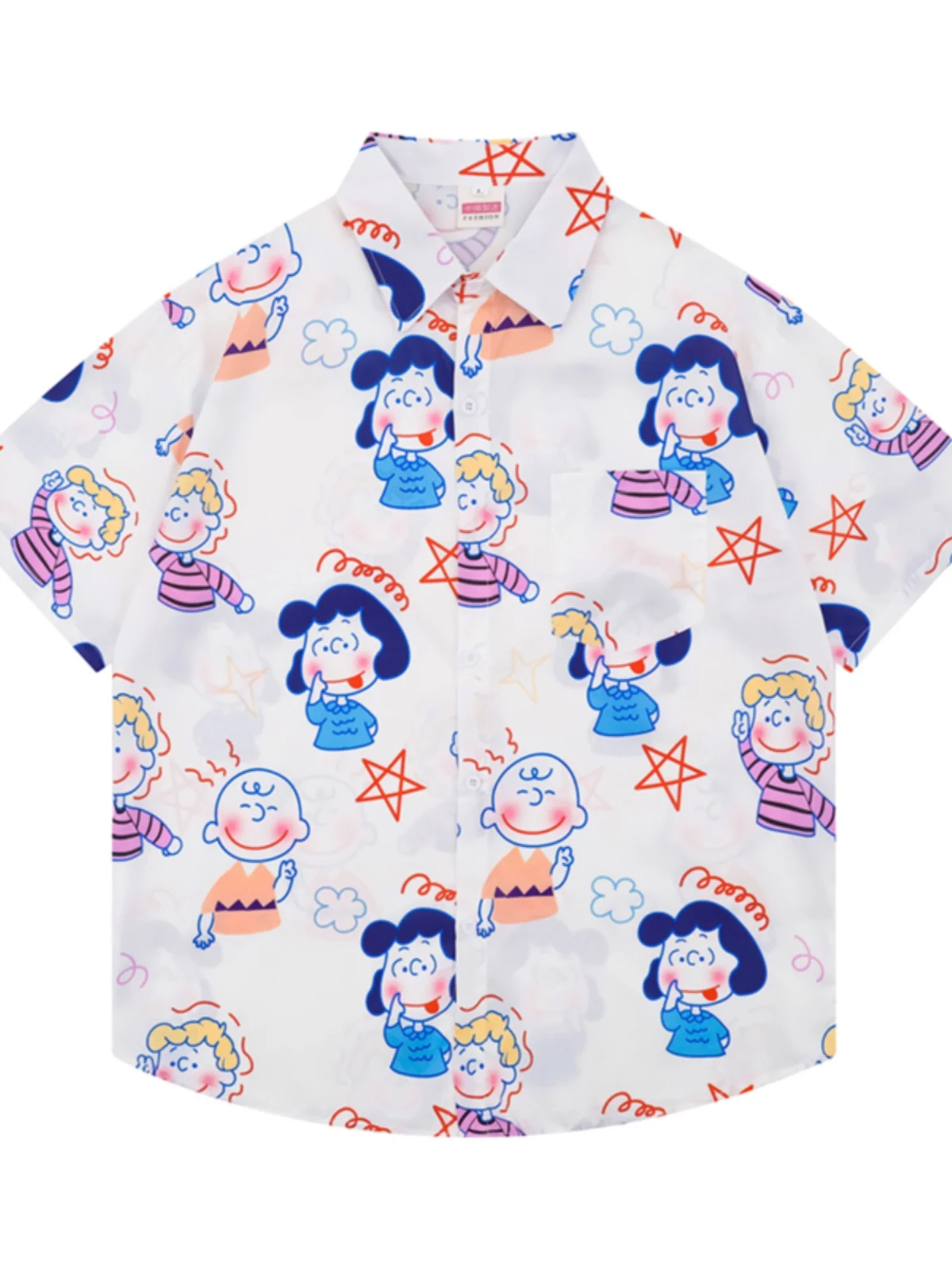 

Dopane Couples Cartoon fiti ort Sve Men's irt Versatile Lazy Vintage Sle Breathable Polyester Fiber Summer irt