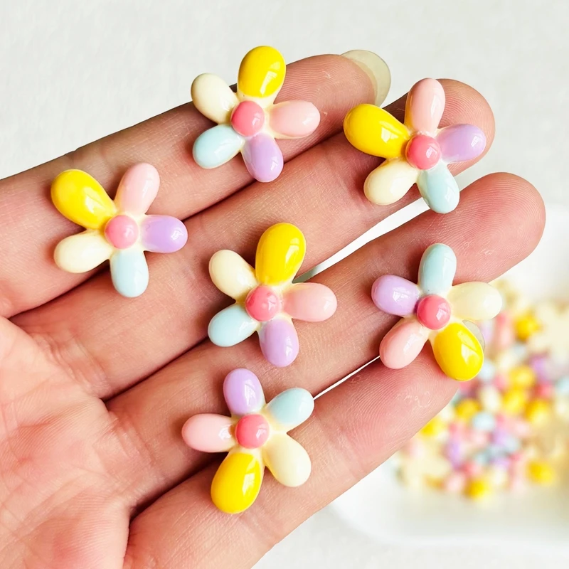 12 pieces of Kawaii shiny five petal flower series resin handmade DIY jewelry gifts hair clip accessories A153