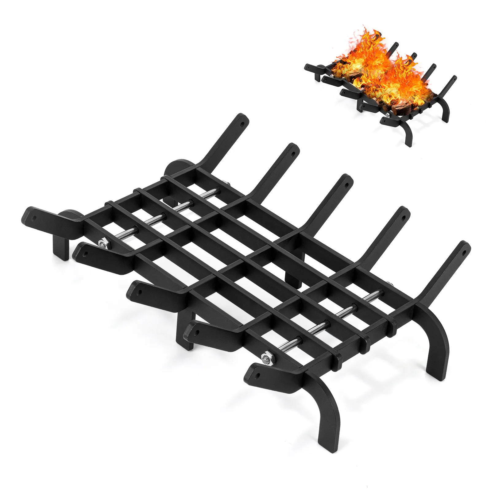 

Fireplace Grates, 16 Inch Fireplace Grate Heavy Duty High Carbon Steel Fireplace Log Grate for Indoor Outdoor Firewood Stove