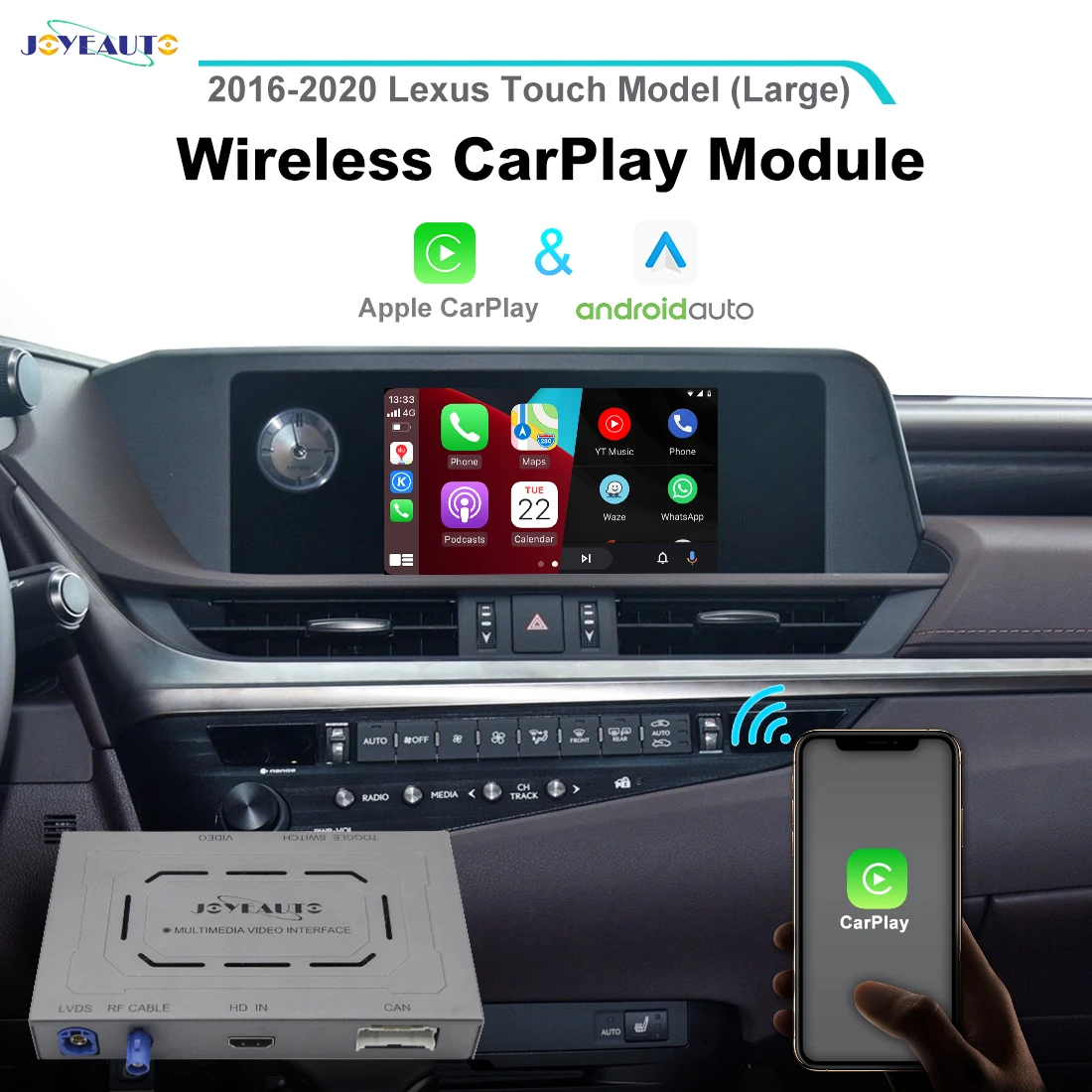 

2024 JoyeAuto Wireless CarPlay Interface for Lexus 2016-2020 ES/NX/RX/UX Wireless Android Auto Mirror-Link AirPlay Retrofit Box