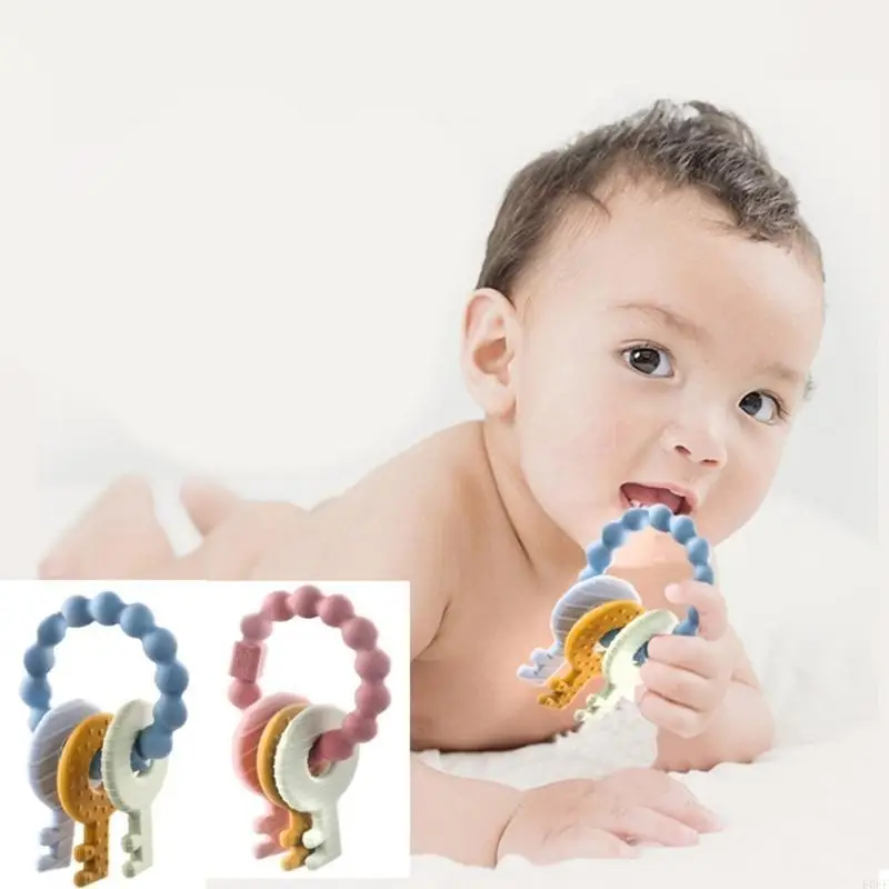 

E06F Silicone Teething Toy for Babies Baby Wrist Teething Toy Infants Soft Teether