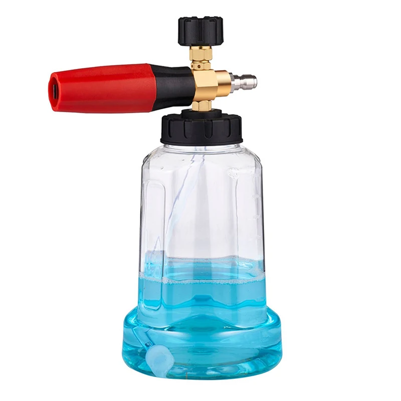 

1000 мл распылитель пены для снега, пеногенератор для мытья автомобиля, 1/4 дюйма, быстроразъемное соединение для мойки пистолета, палочка, генератор пены, прозрачная бутылка