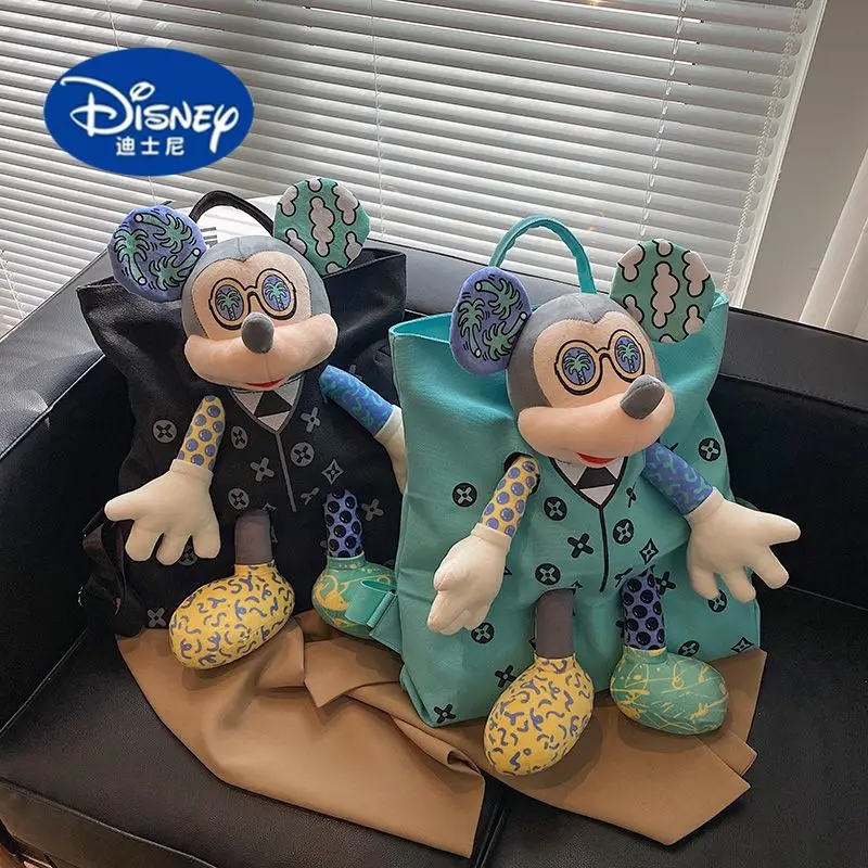 حقيبة ظهر ديزني ميكي ماوس من القماش 2025 |   حقيبة كتب لطيفة لمدرسة الكلية، حقيبة نهارية عصرية للنساء