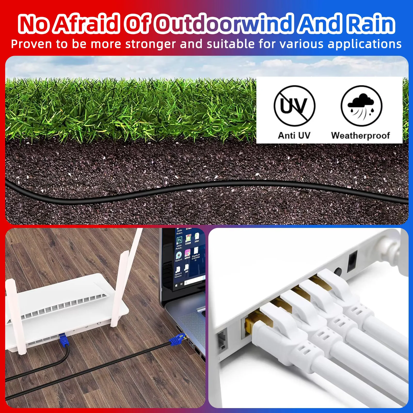 كابل إيثرنت CAT8 40Gbps RJ45 SFTP كابل شبكة الإنترنت 1/2/3/5/10/20 متر كابل سلك توصيل محمي عالي السرعة إيثرنت CAT 8