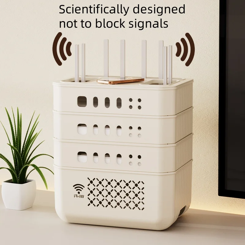 New 4-layer WiFi Plug Protection Box Detachable Multi-layer Storage Box Storage Rack Suitable For Living Room And Bedroom Storag