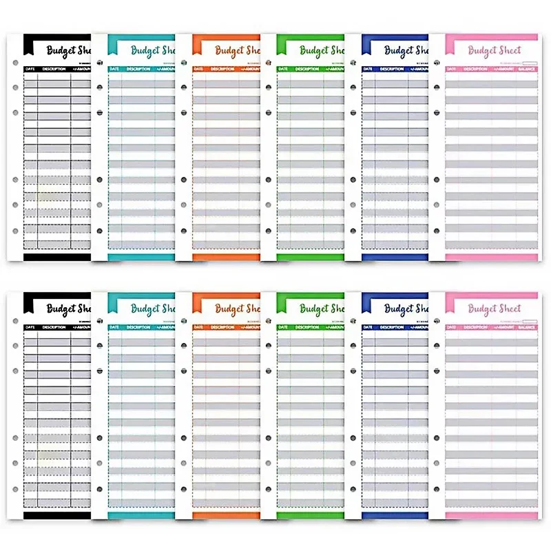 12pcs Kawaii Budget Sheets Binder Planner Journal Envelopes Budget Trackers Expense Tracker Fit Cash Banknote Envelope