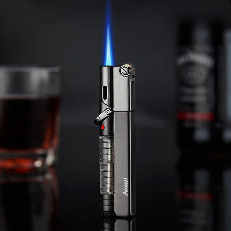 

NEW Strip Torch Jet Lighter Windproof Gas Window Metal Lighter Inflatable Butane 1300 C Cigarette Cigar Lighter Gadgets For Men