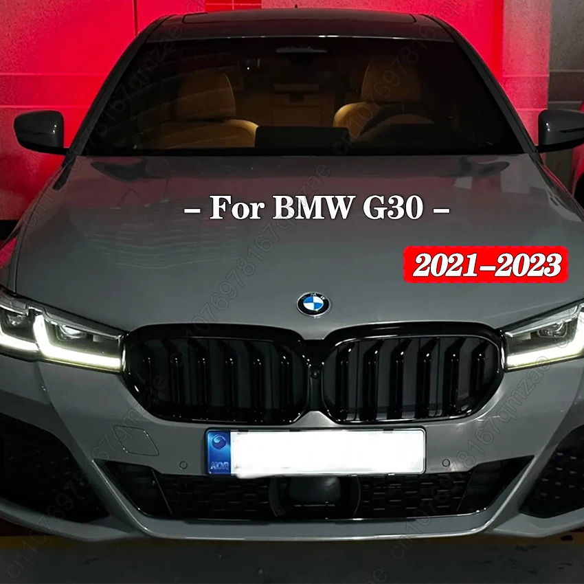 

Автомобильный передний бампер гоночная решетка для BMW 5 серии G30 2021-2023 Одиночная/двойная решетка, Алмазный метеоритный стиль черный цвет