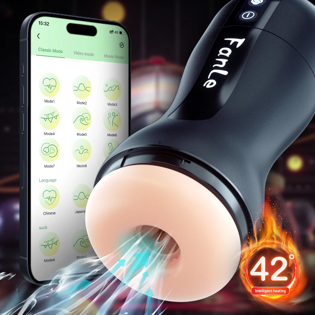 APP Bluetooth Automatic Sucking Heated Male Masturbator Cup Blowjob Pussy Masturbation Sex Machine Toy Adult Goods for Men