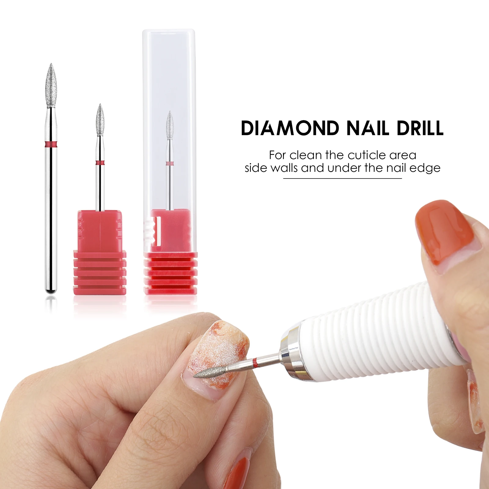 TP 2 Pz/set Punta da trapano per unghie diamantata fine Forma a cono Macinini russi Cuticola Pulita Burr Trapano elettrico per manicure Accessori per unghie